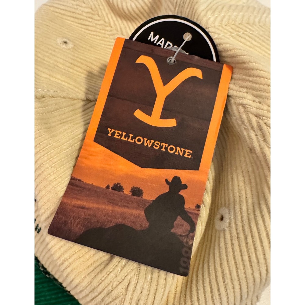 Yellowstone Dutton Ranch corduroy baseball cap green brim beige mens womens‎ - Picture 2 of 5